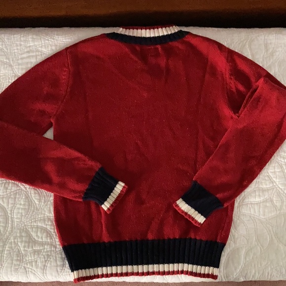 Boys Nautical Sweater- size Small. Handsome colors of deep red, ivory and navy. - Picture 2 of 3